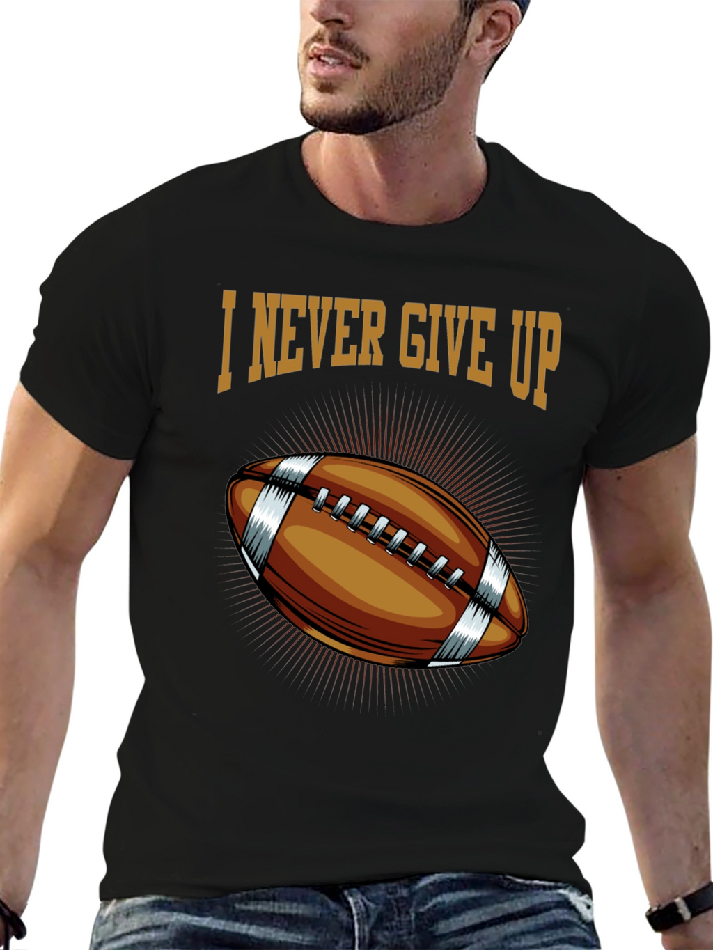 I Never Give Up Football Graphic T-Shirt