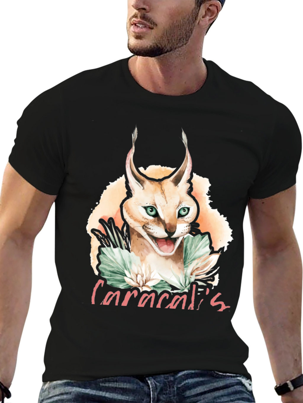 Caracal Cat Graphic T-Shirt
