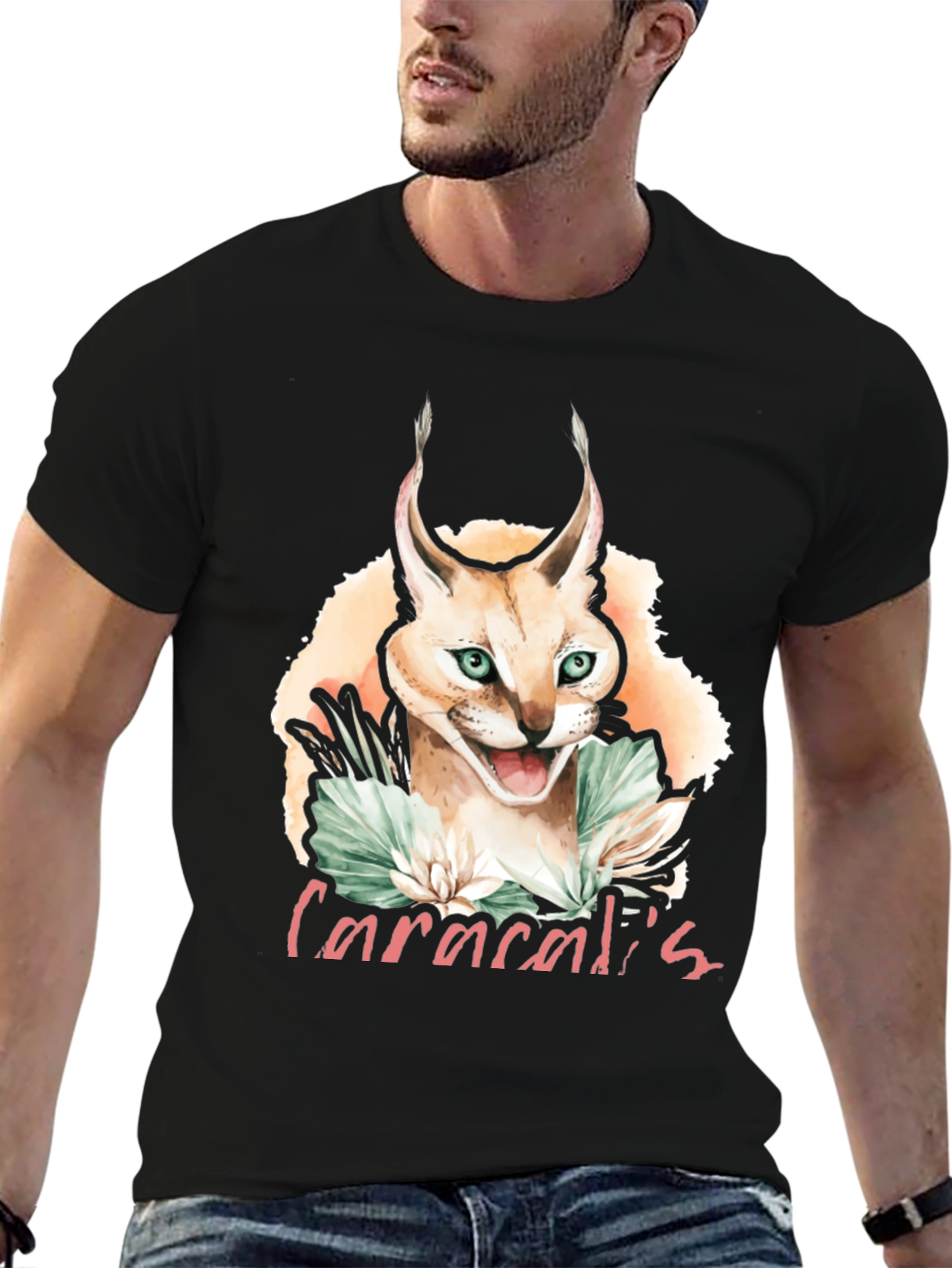 Caracal Cat Graphic T-Shirt