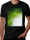 Abstract Green Graphic Print Crewneck T-Shirt