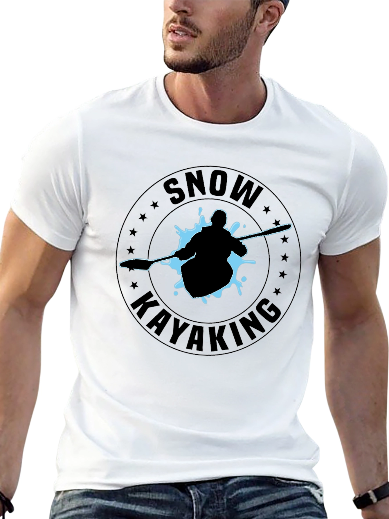Snow Kayaking Graphic Tee - Black