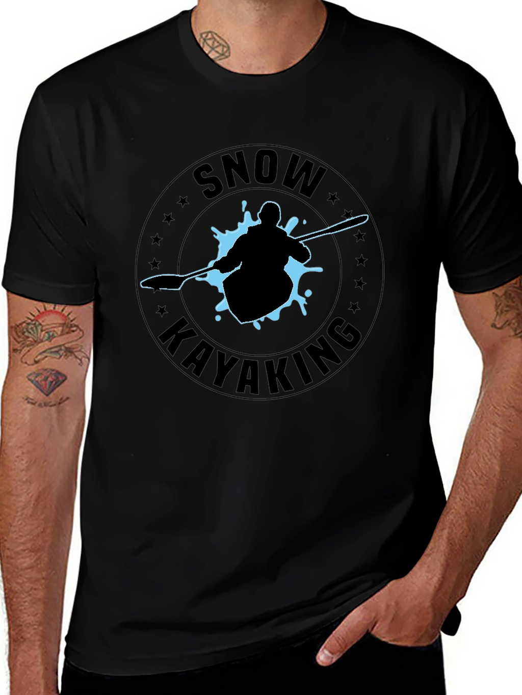 Snow Kayaking Graphic Tee - Black