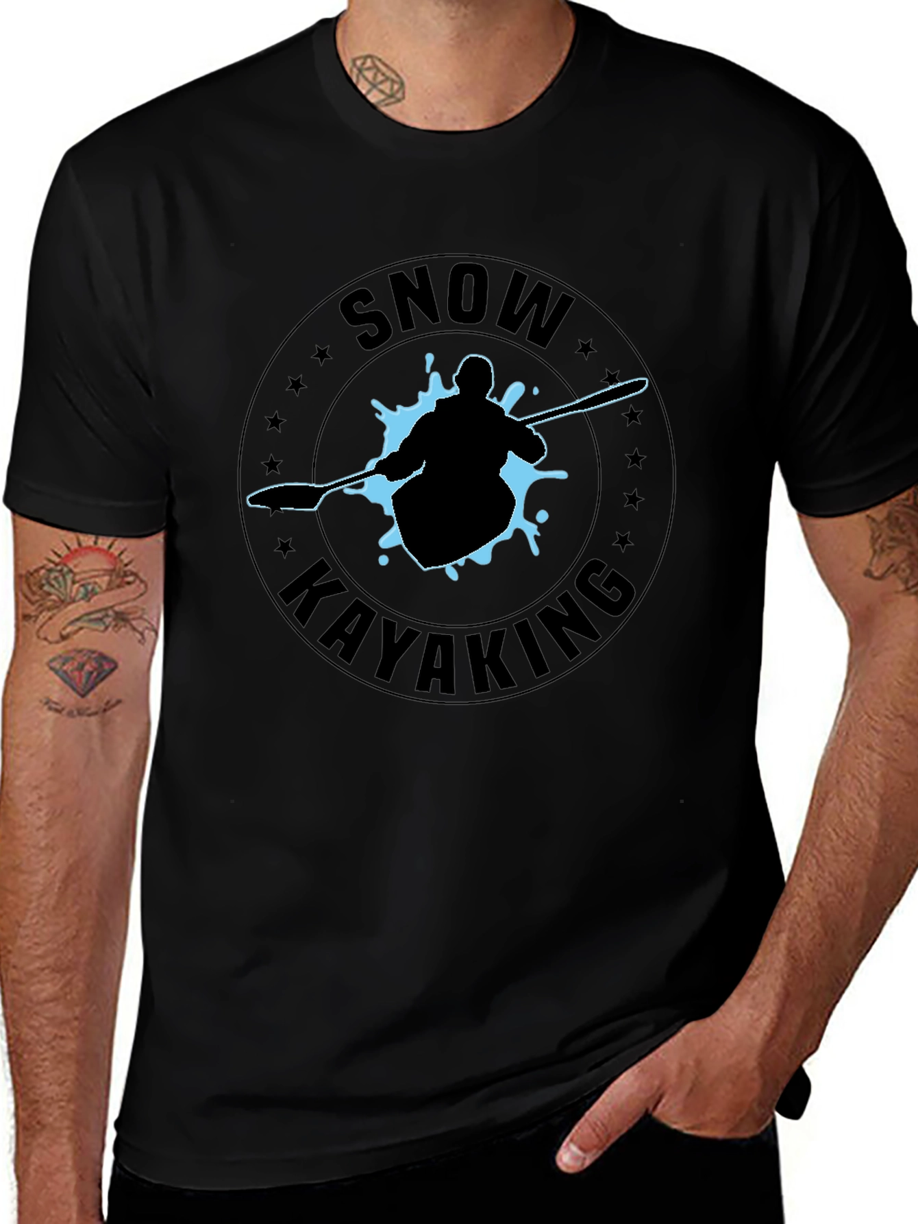 Snow Kayaking Graphic Tee - Black