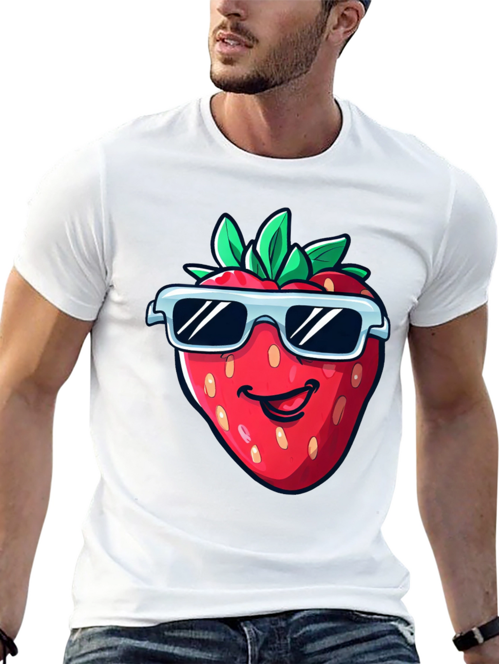 Cool Strawberry Graphic Tee - Black