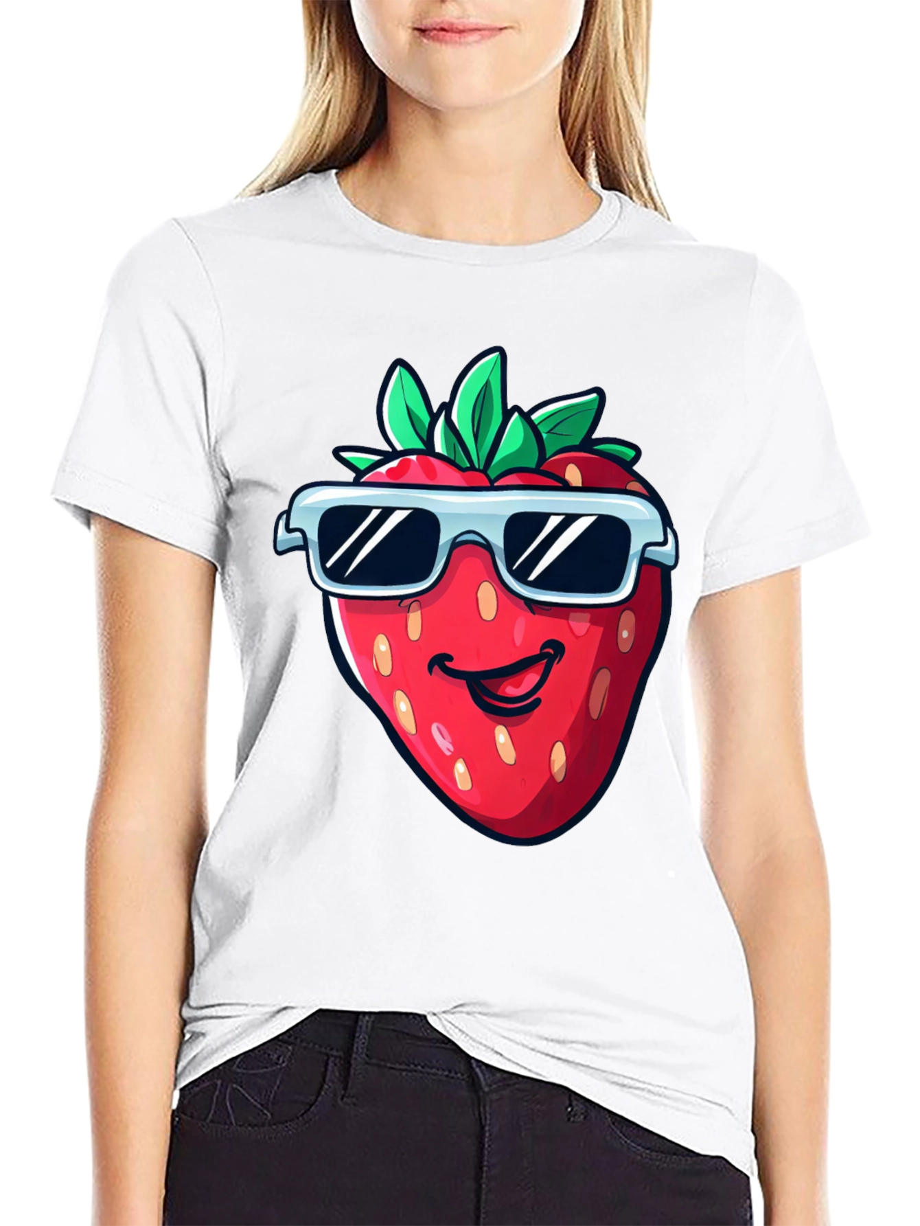 Cool Strawberry Graphic Tee - Black