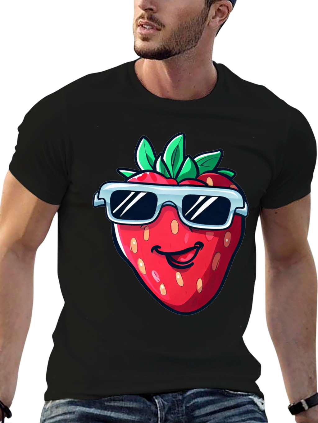 Cool Strawberry Graphic Tee - Black