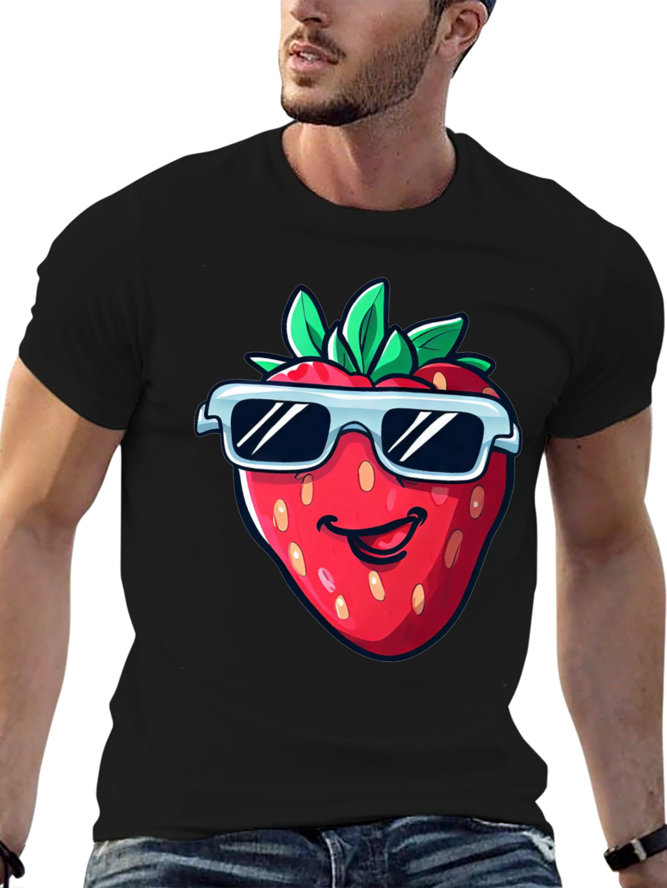 Cool Strawberry Graphic Tee - Black