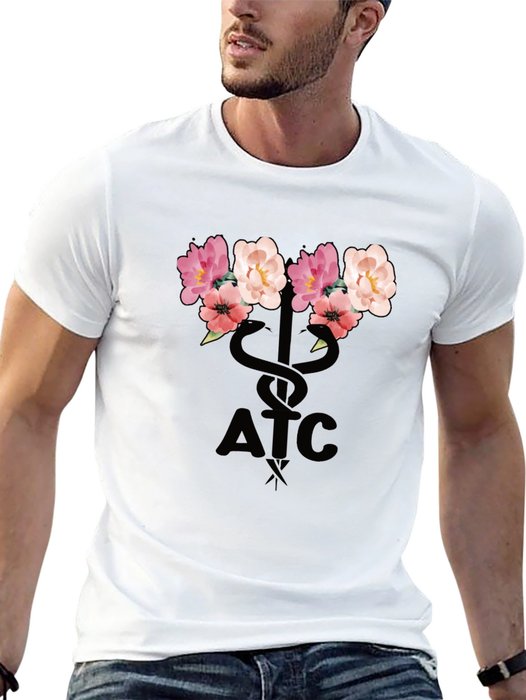 Floral ATC Caduceus T-Shirt - Black