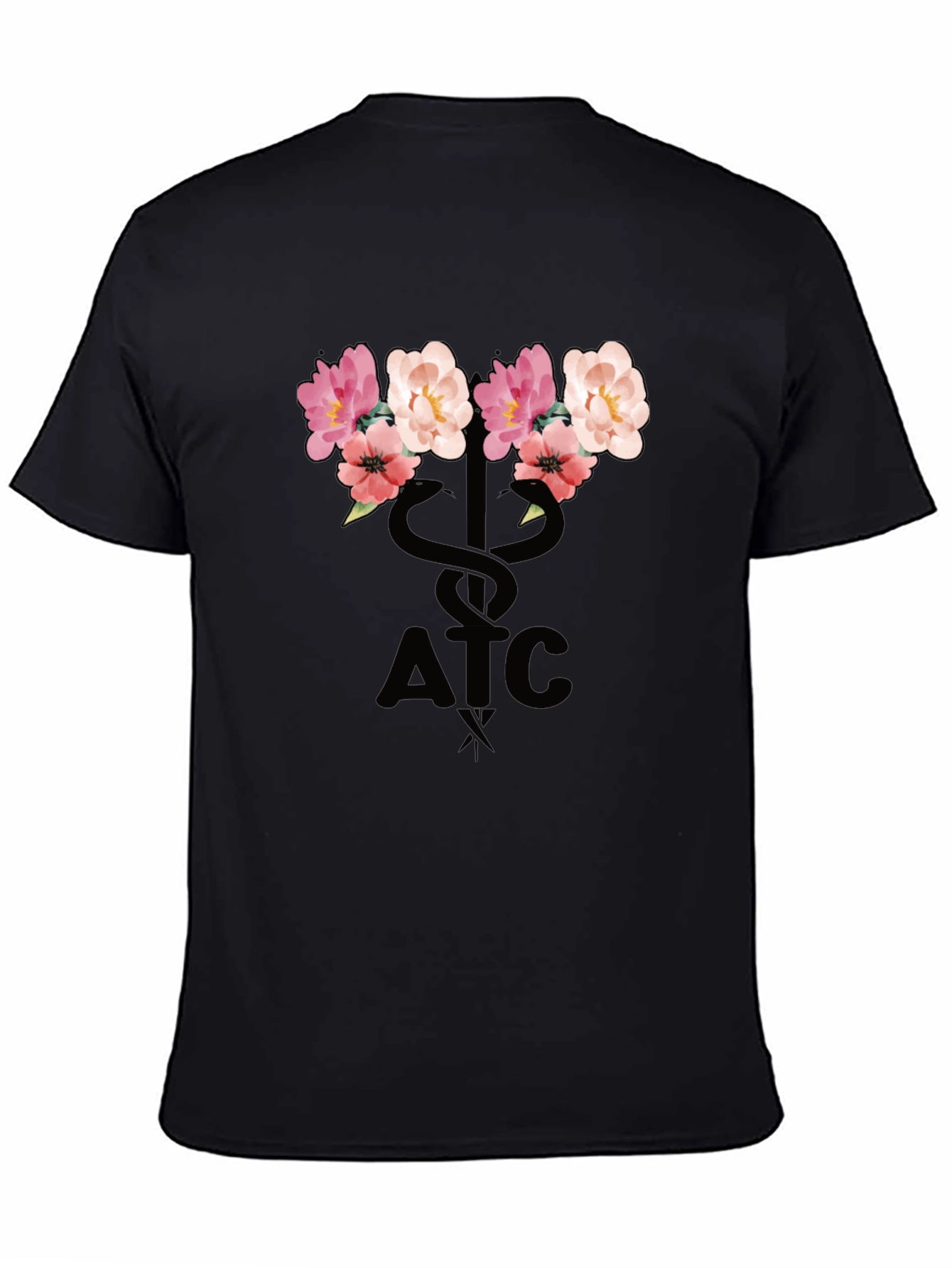 Floral ATC Caduceus T-Shirt - Black