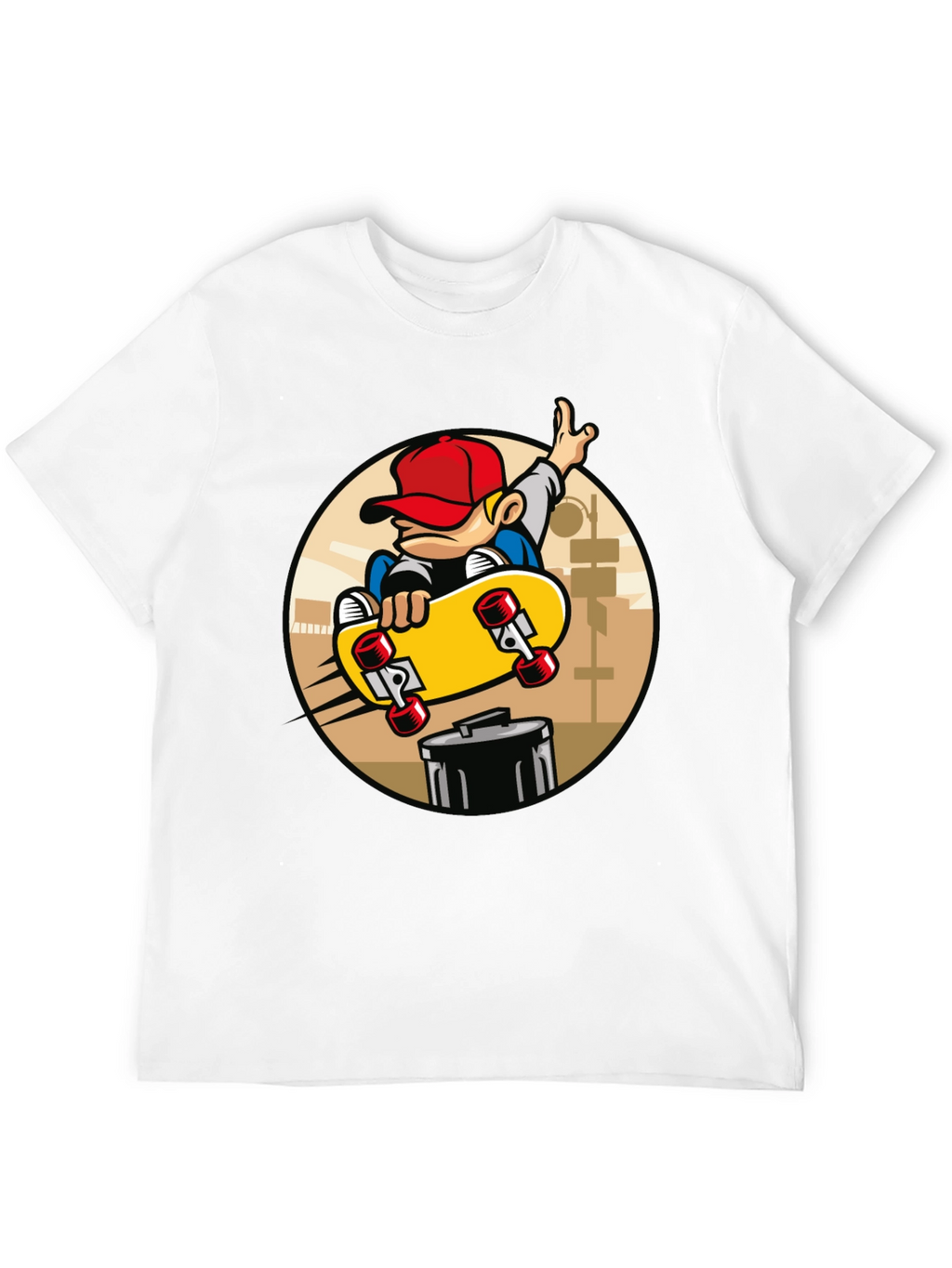 Skateboarder Graphic Tee - Black Cotton Blend T-Shirt