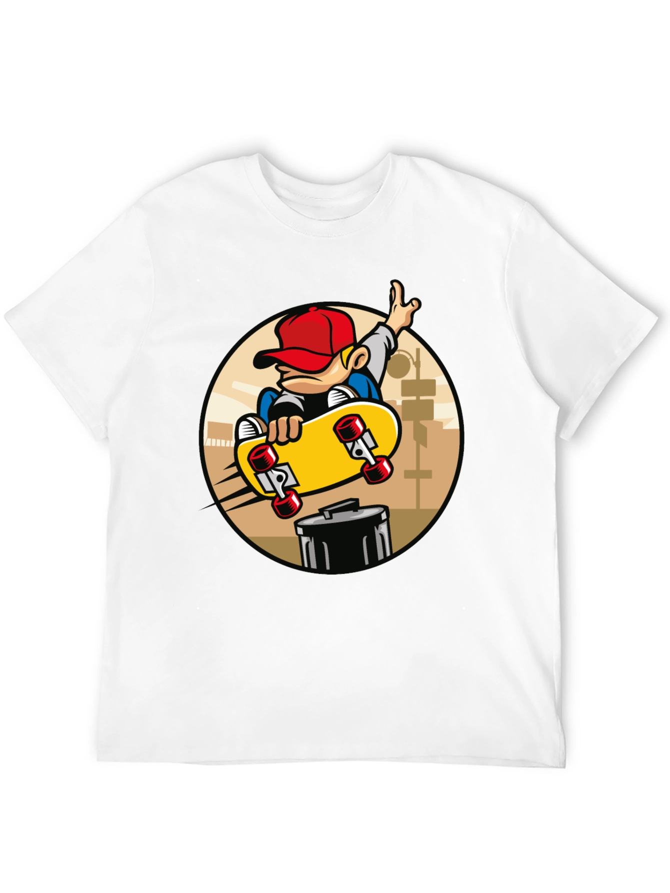 Skateboarder Graphic Tee - Black Cotton Blend T-Shirt