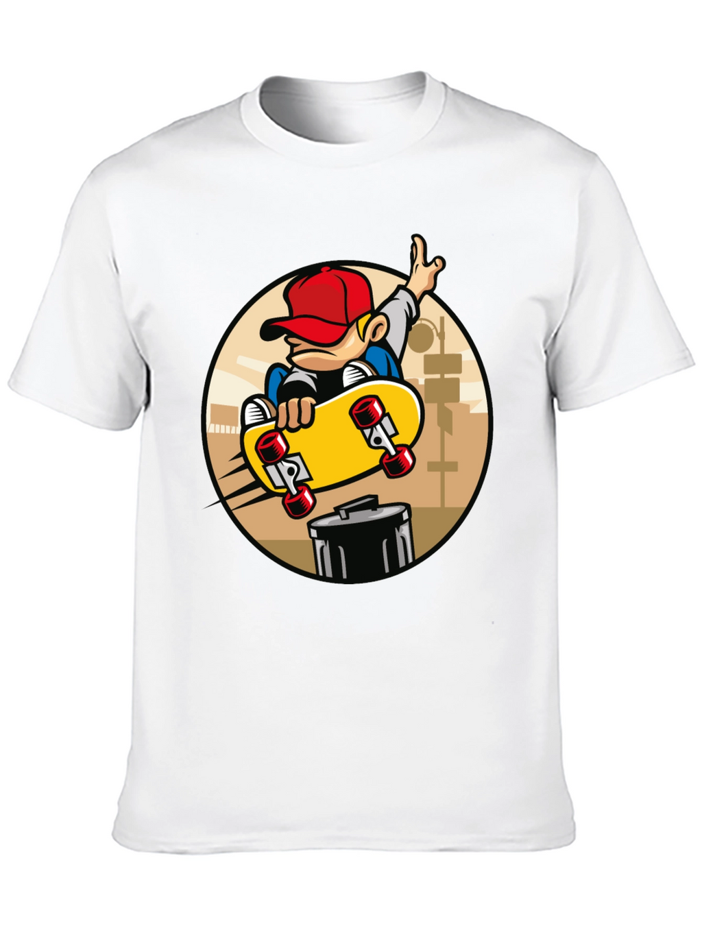 Skateboarder Graphic Tee - Black Cotton Blend T-Shirt
