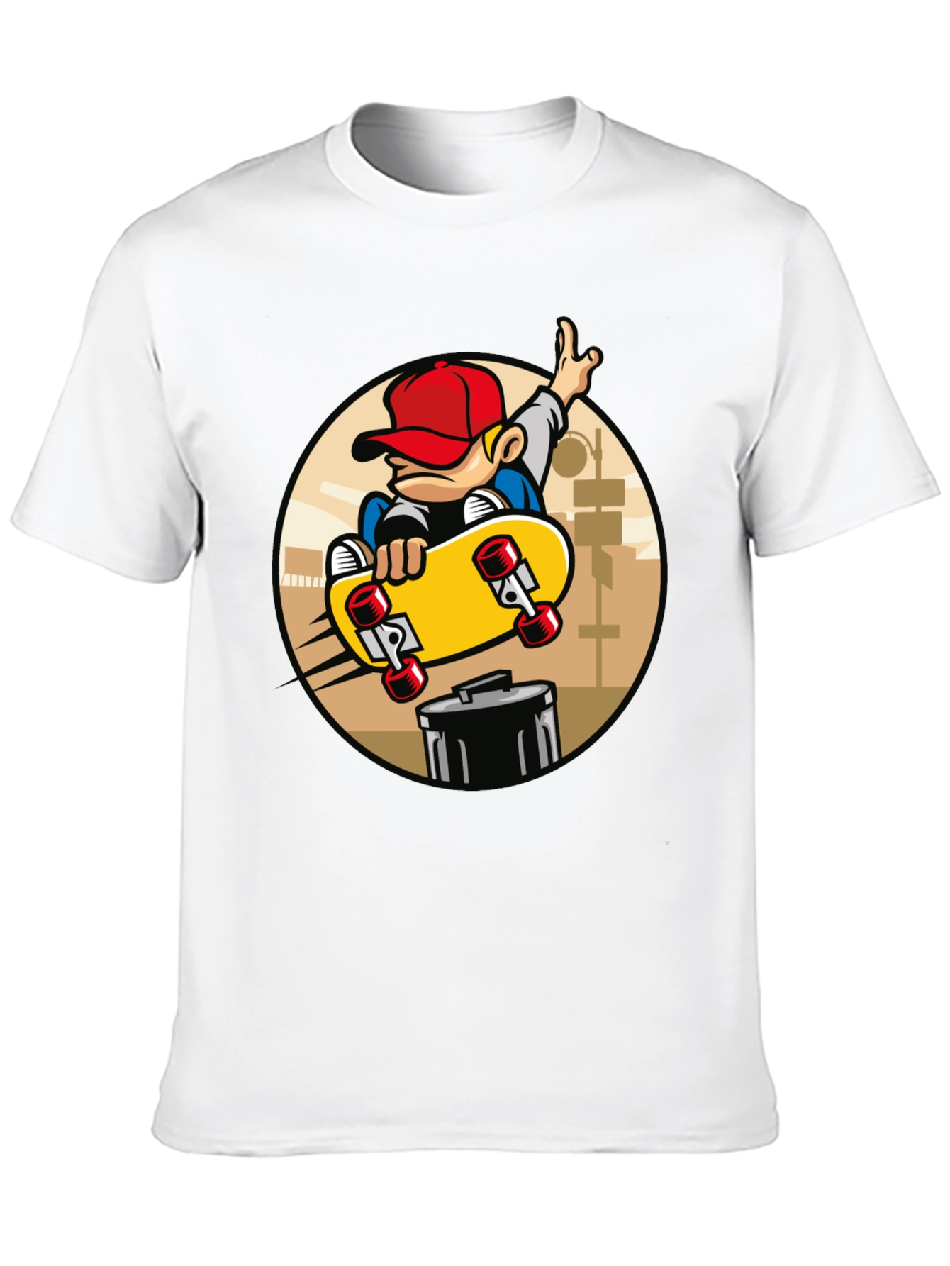 Skateboarder Graphic Tee - Black Cotton Blend T-Shirt