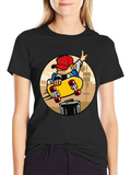 Skateboarder Graphic Tee - Black Cotton Blend T-Shirt