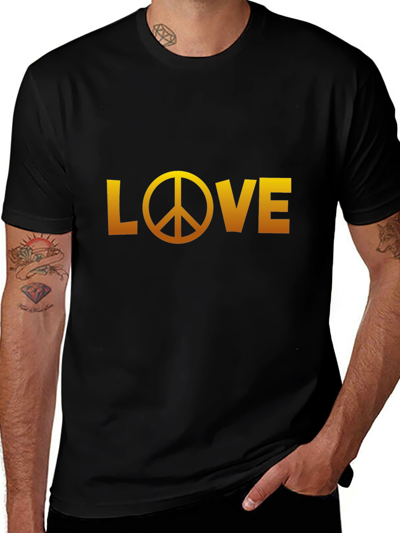Love Peace Sign Black Graphic Tee