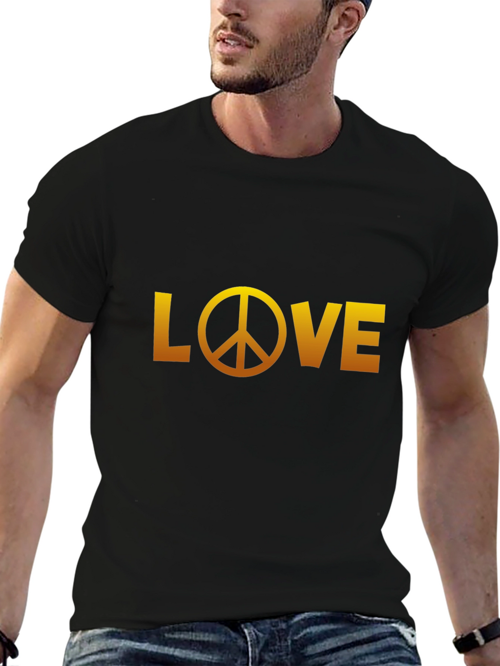Love Peace Sign Black Graphic Tee
