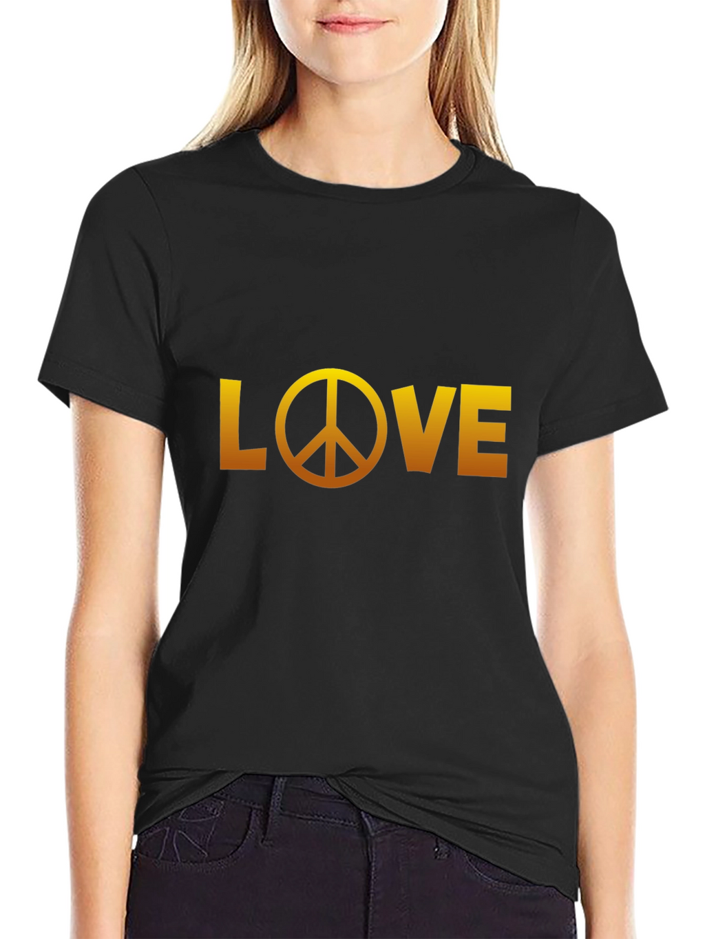 Love Peace Sign Black Graphic Tee