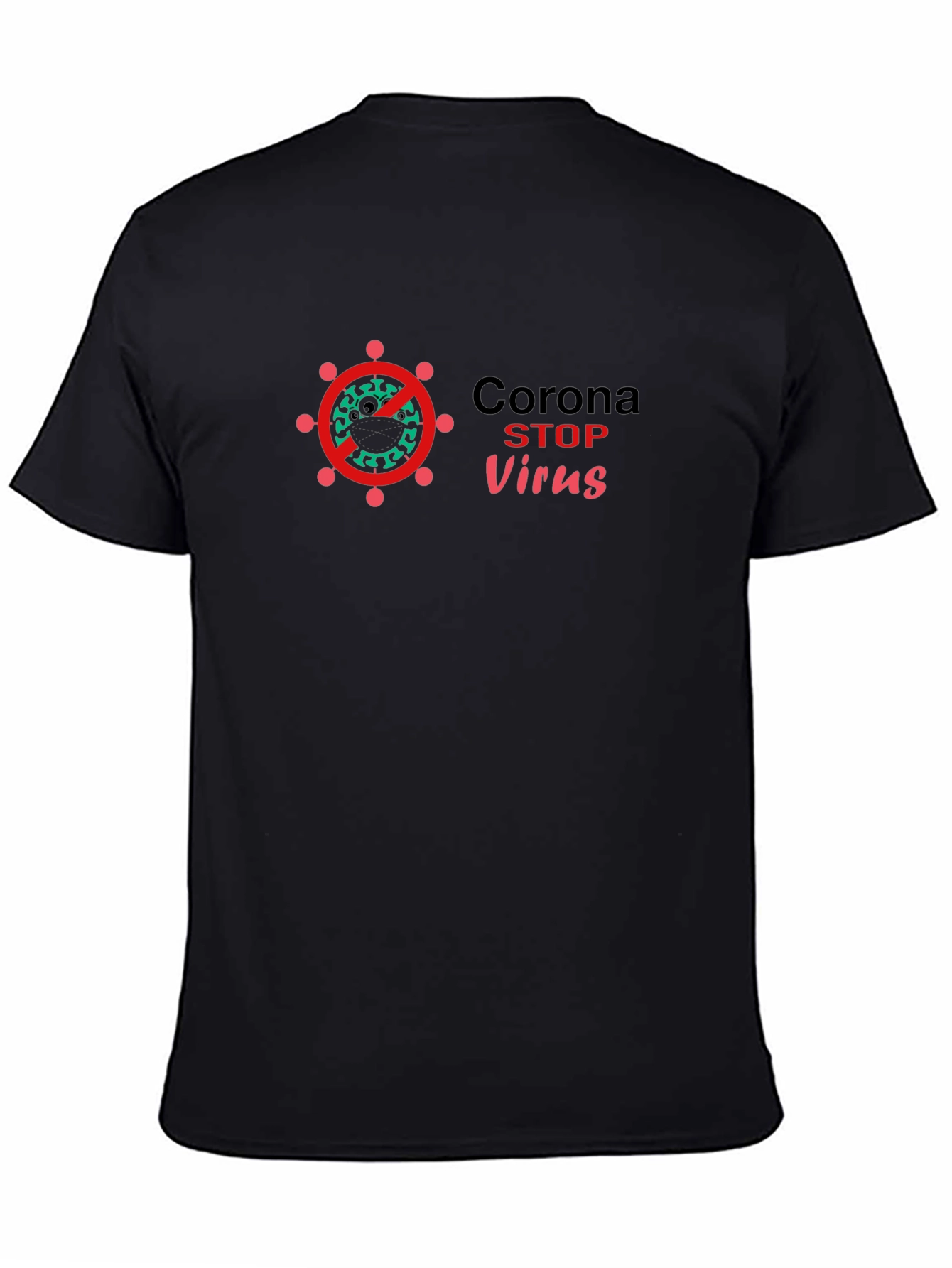 Stop Corona Virus Black T-Shirt