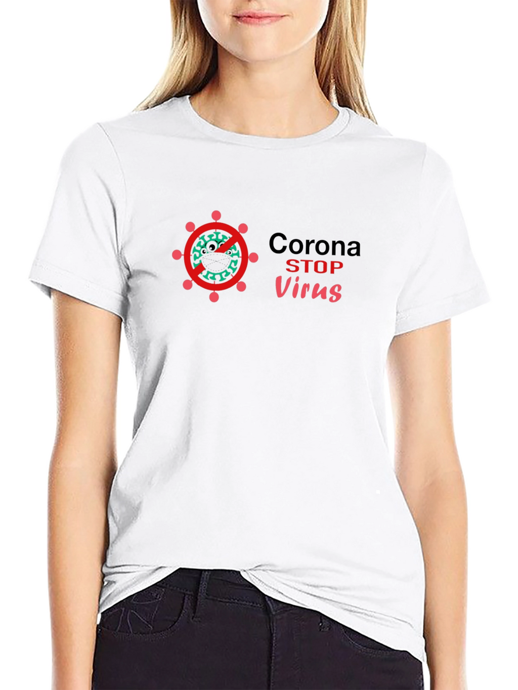 Stop Corona Virus Black T-Shirt