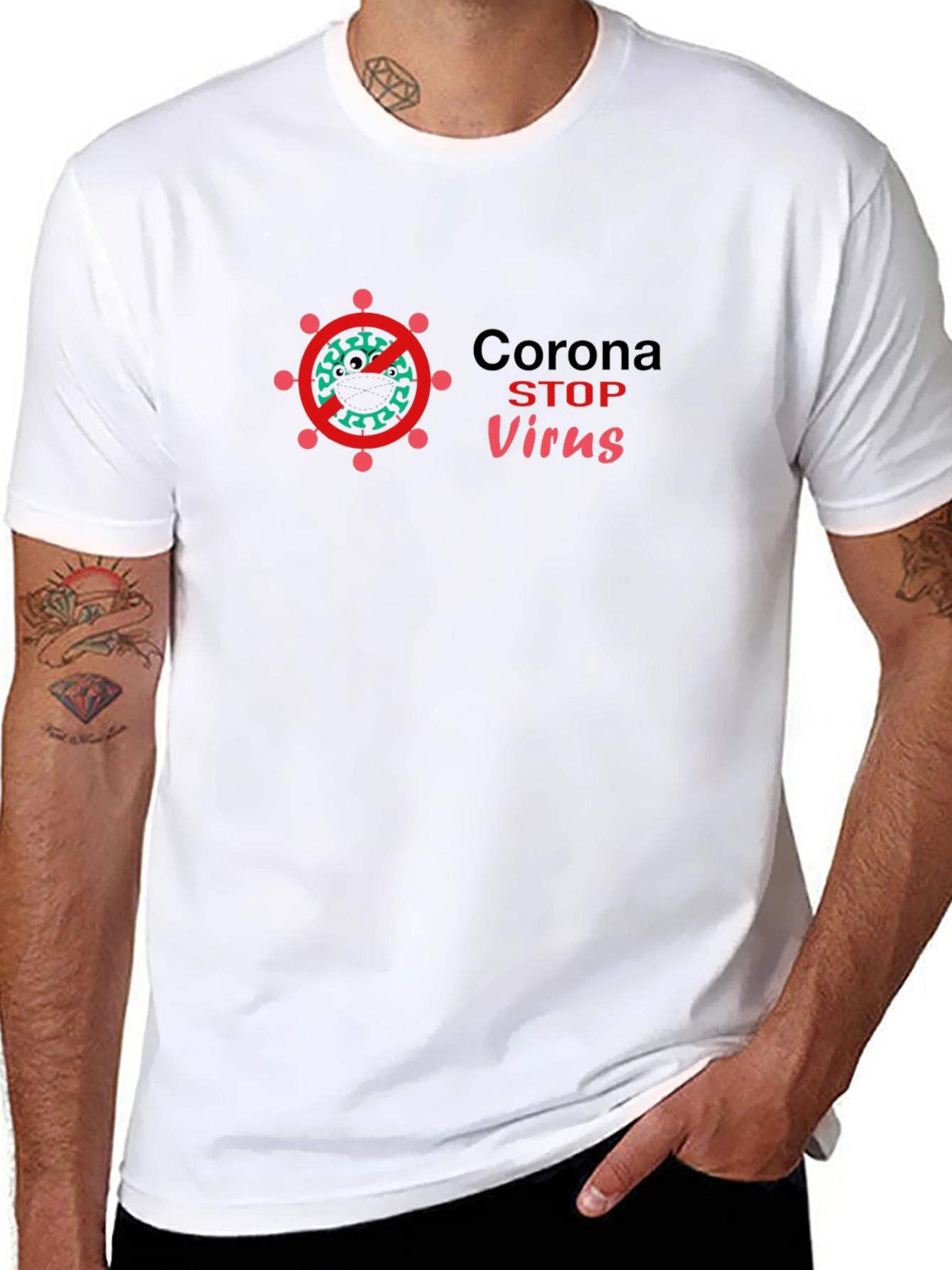 Stop Corona Virus Black T-Shirt