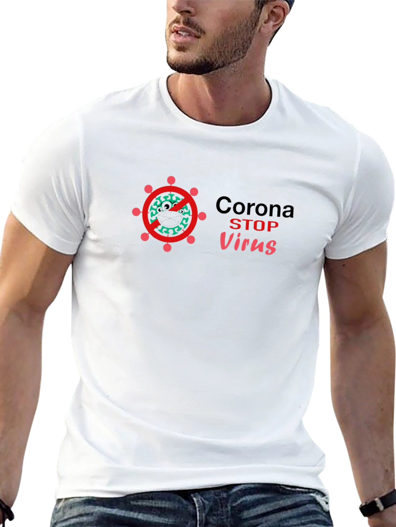 Stop Corona Virus Black T-Shirt