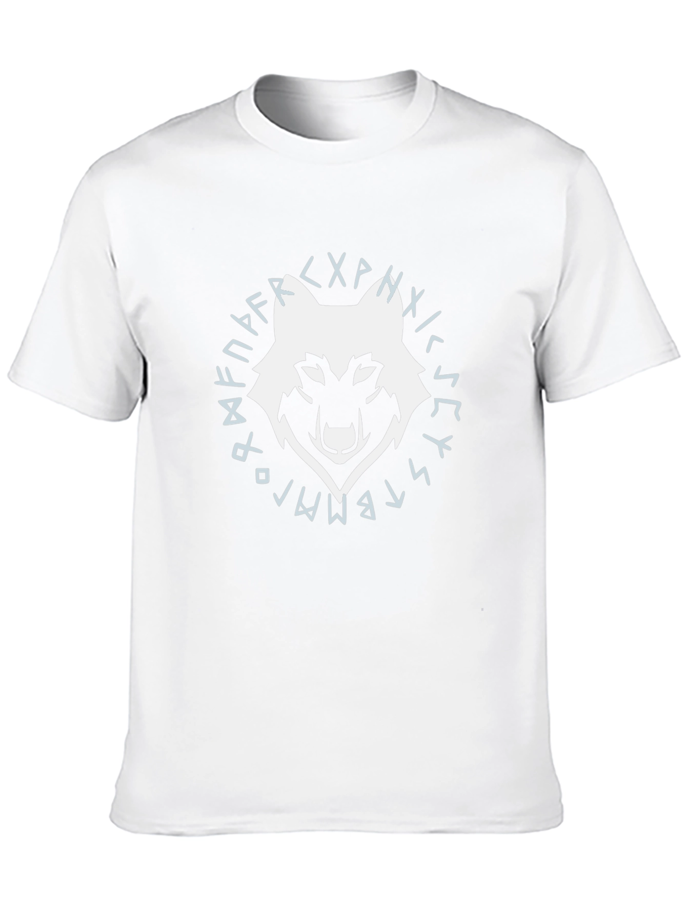 Wolf Head Rune Circle Graphic Tee - Black