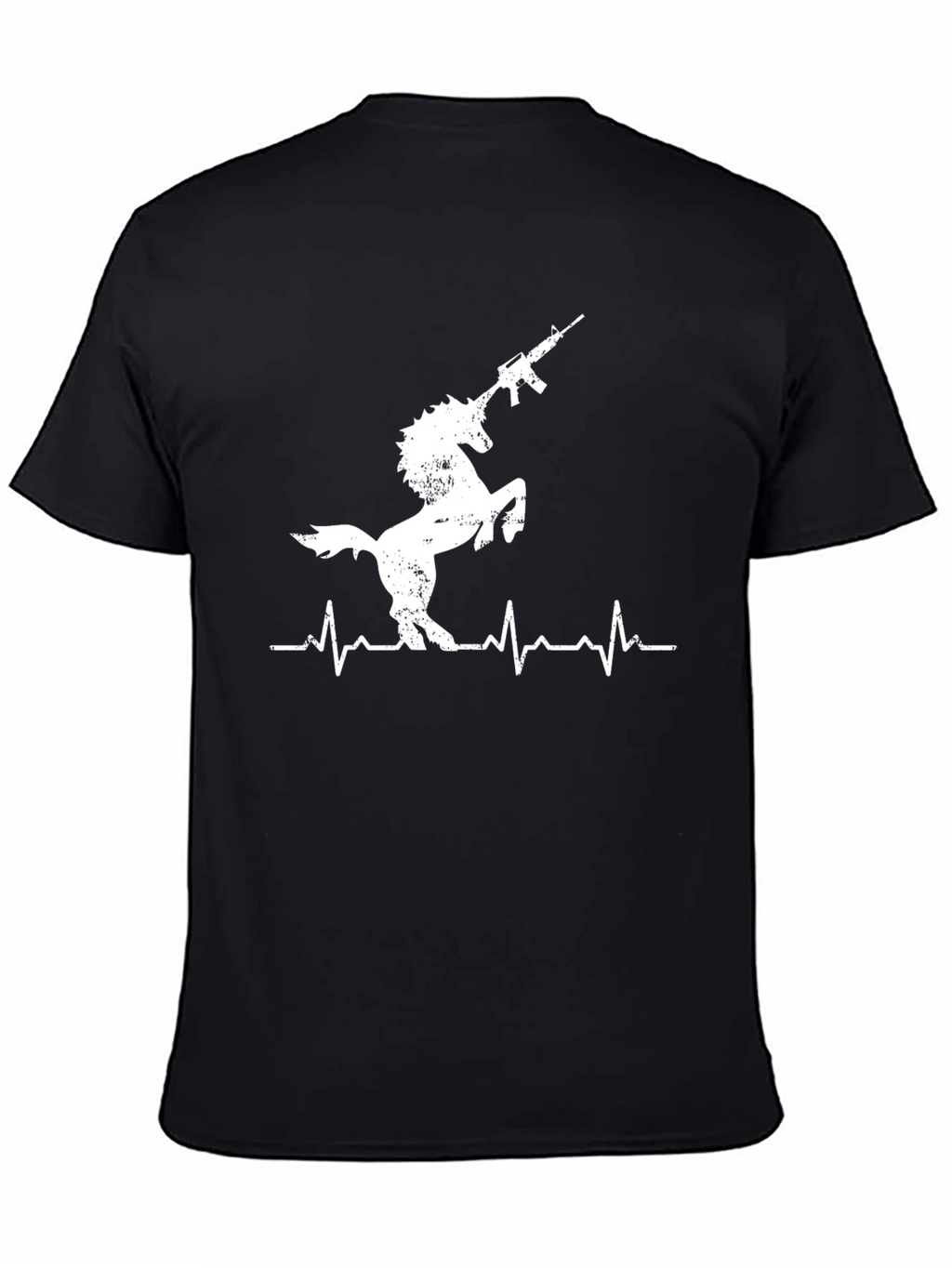 Unicorn Gun Heartbeat T-Shirt - Black