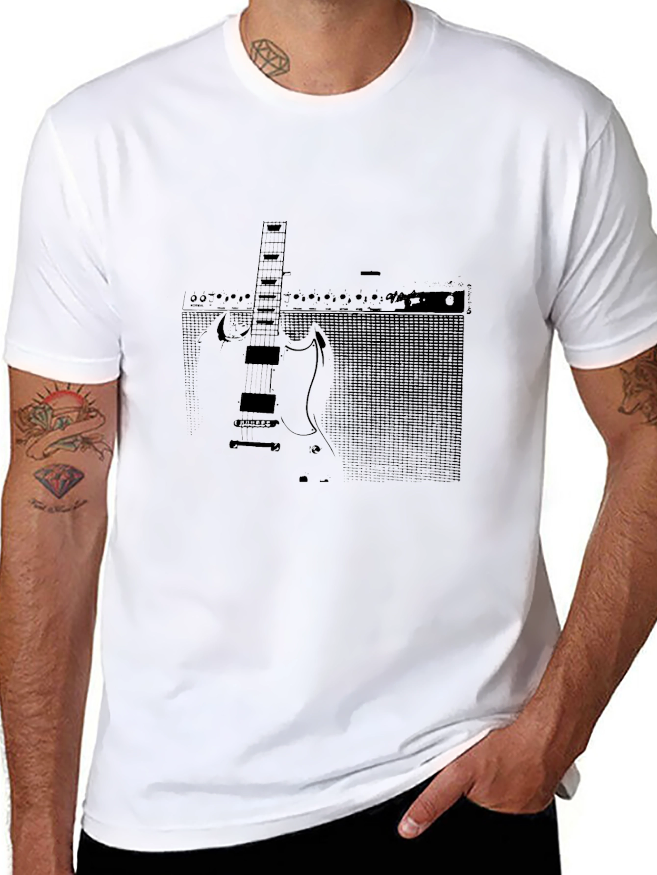 Guitar Amp Graphic Tee - Musicians Black T-Shirt