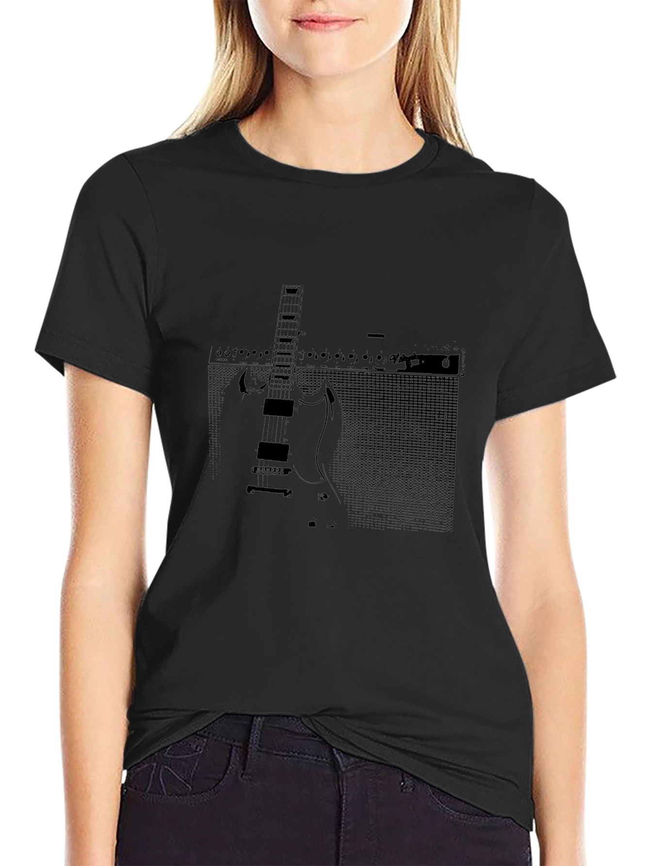 Guitar Amp Graphic Tee - Musicians Black T-Shirt
