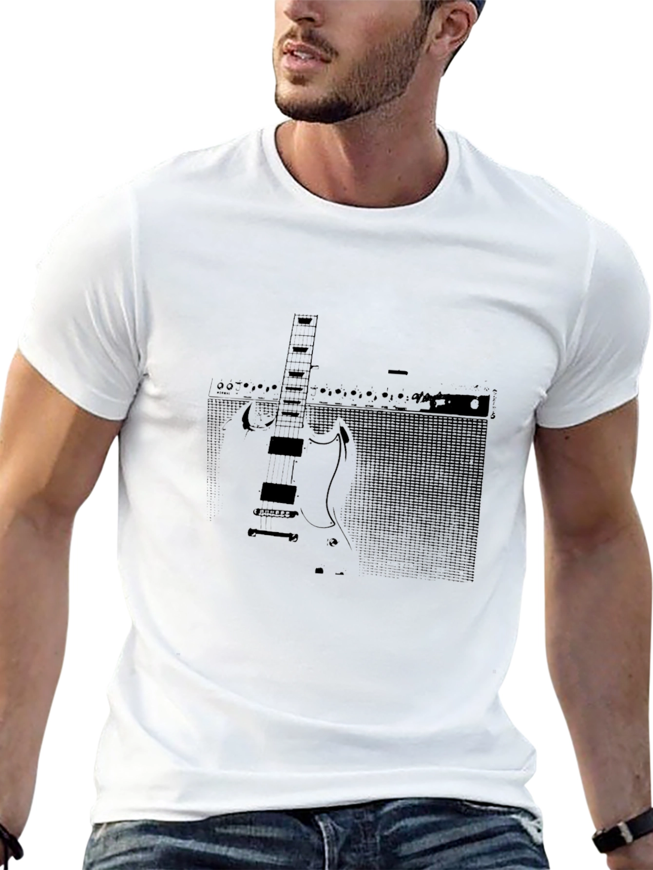 Guitar Amp Graphic Tee - Musicians Black T-Shirt