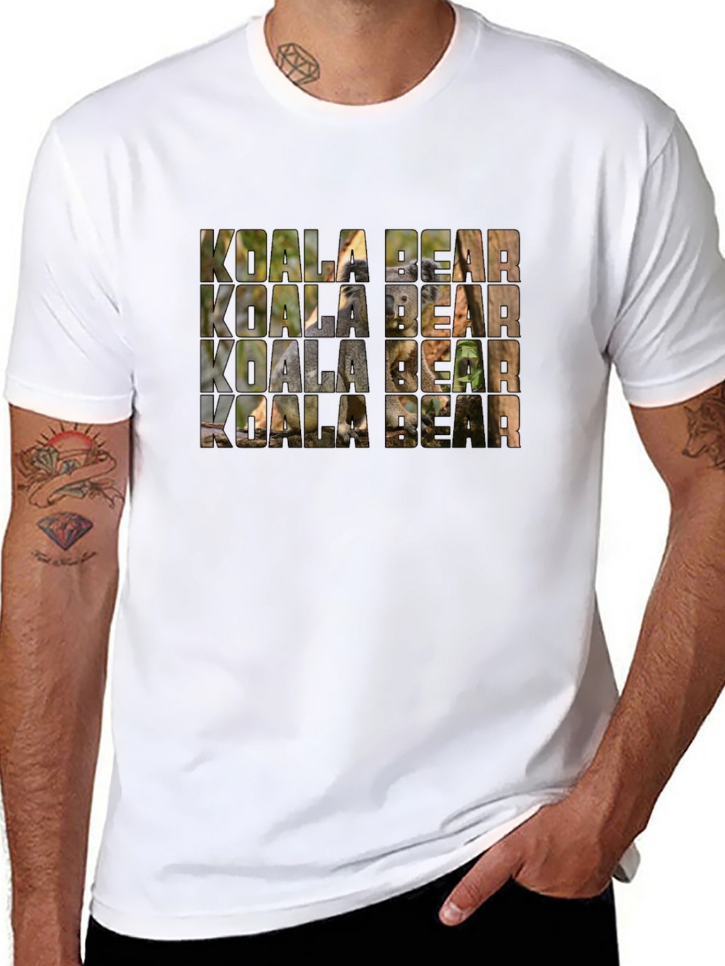 Koala Bear Graphic Print Black T-Shirt