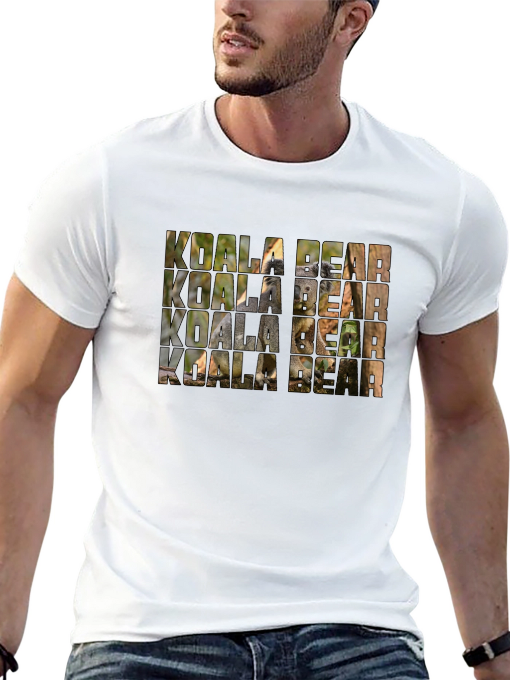 Koala Bear Graphic Print Black T-Shirt