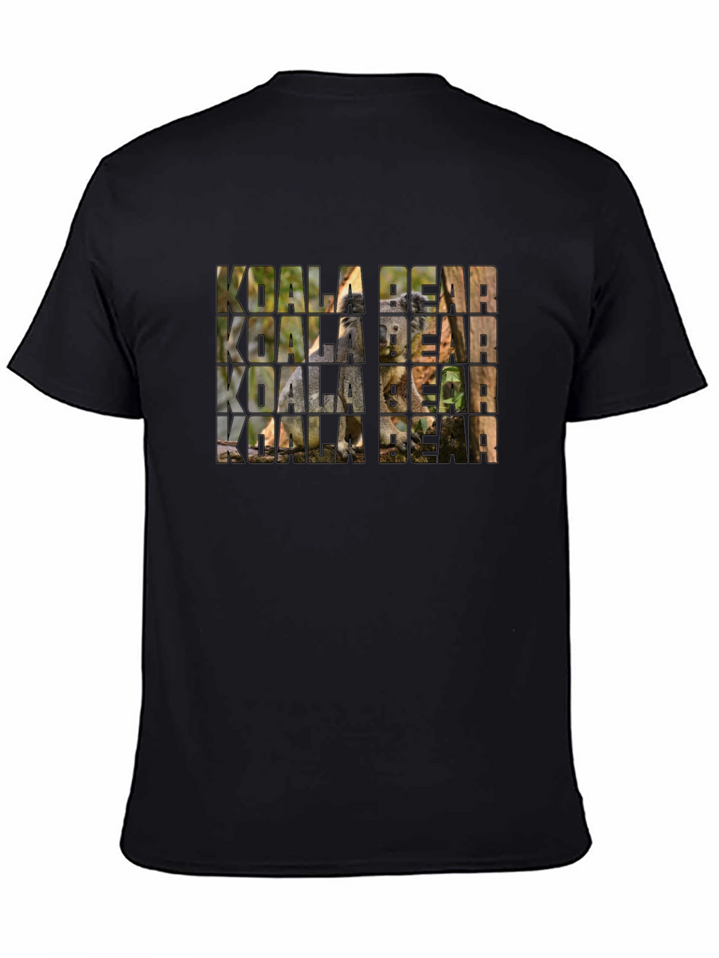Koala Bear Graphic Print Black T-Shirt