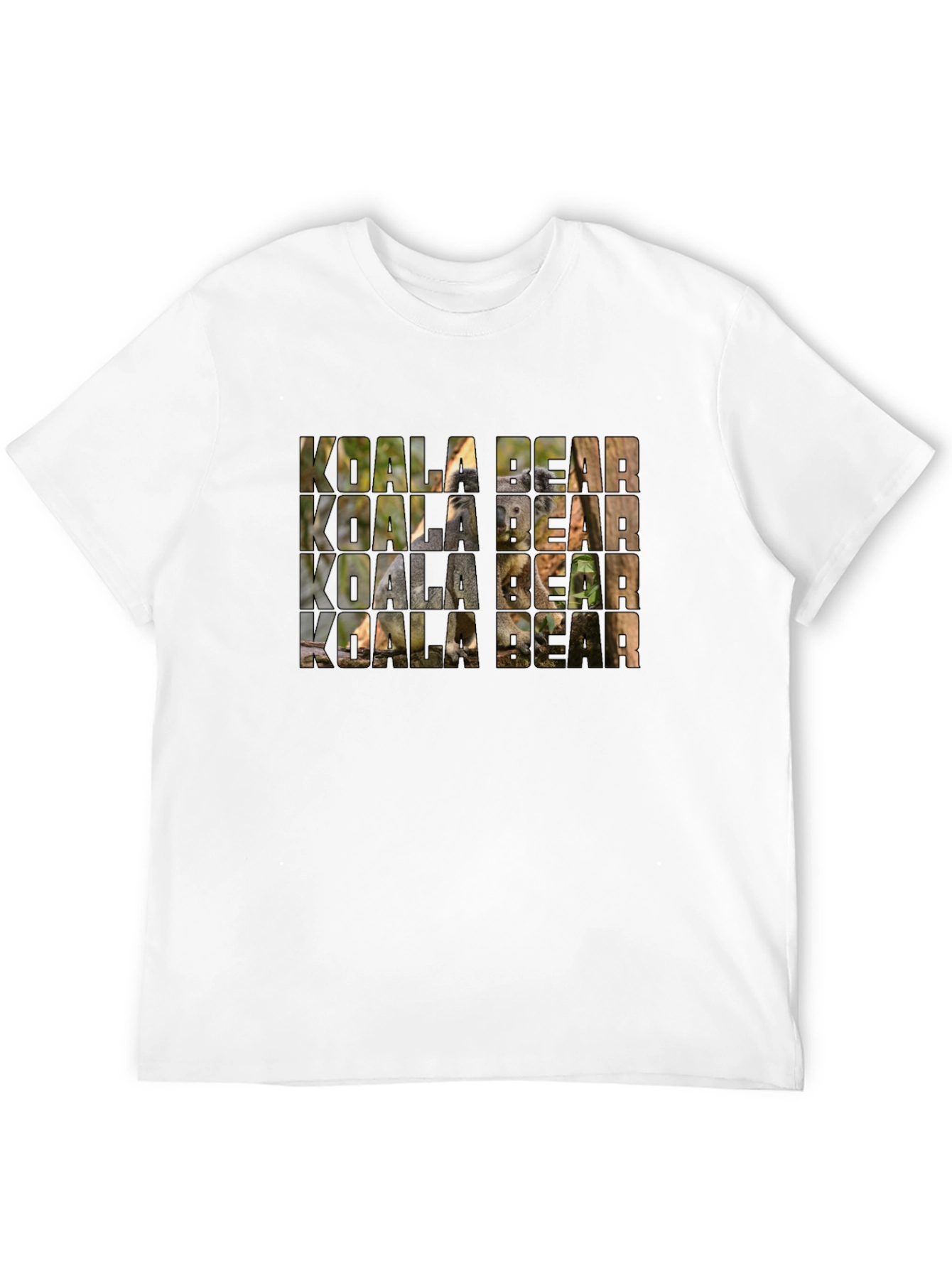 Koala Bear Graphic Print Black T-Shirt