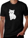Cute Kitten Graphic Black T-Shirt