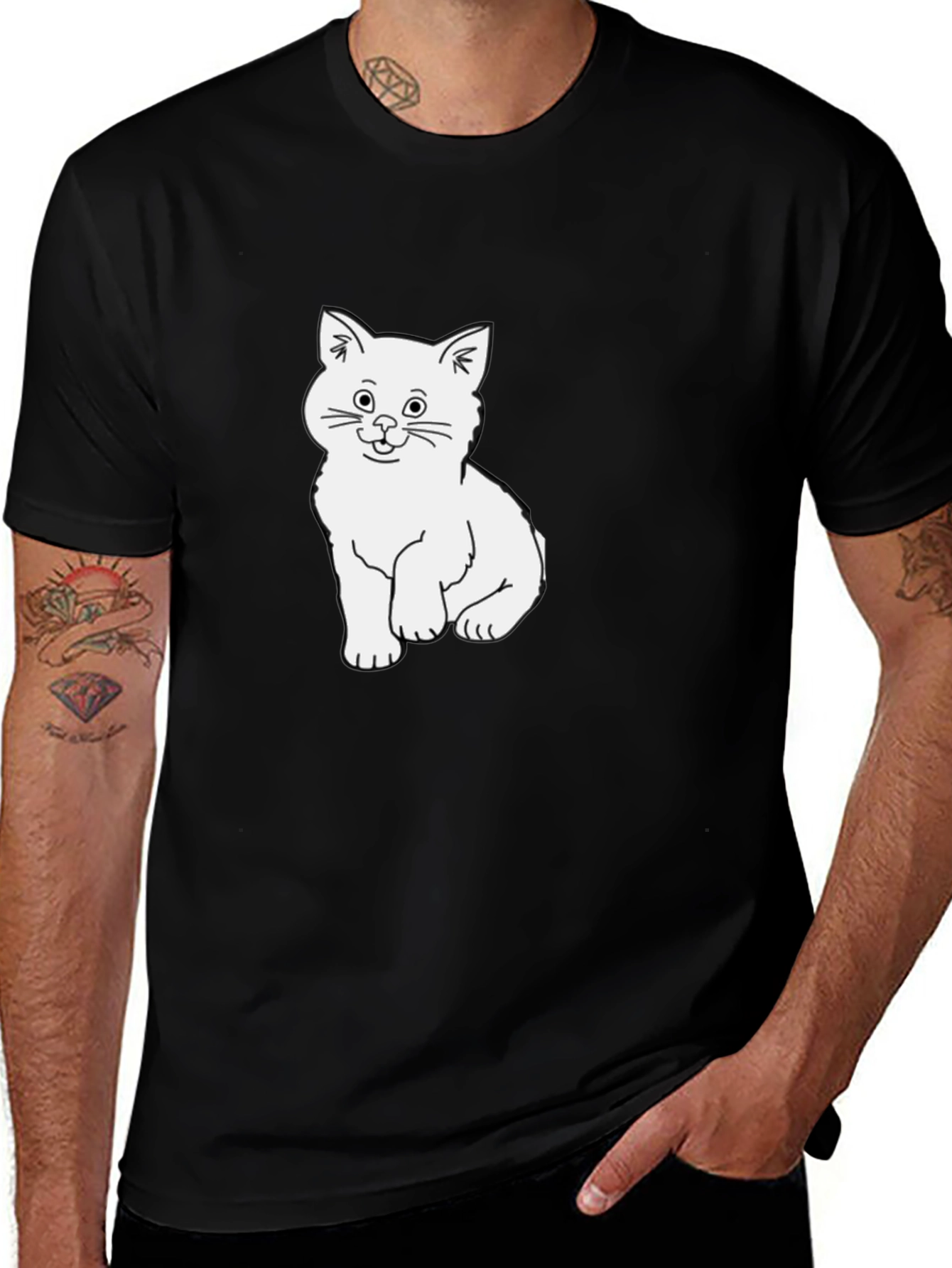 Cute Kitten Graphic Black T-Shirt