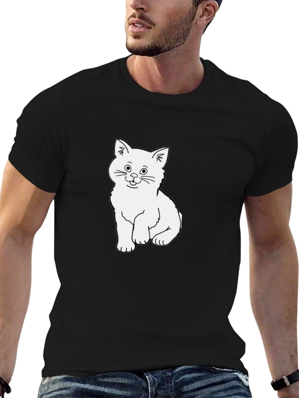 Cute Kitten Graphic Black T-Shirt