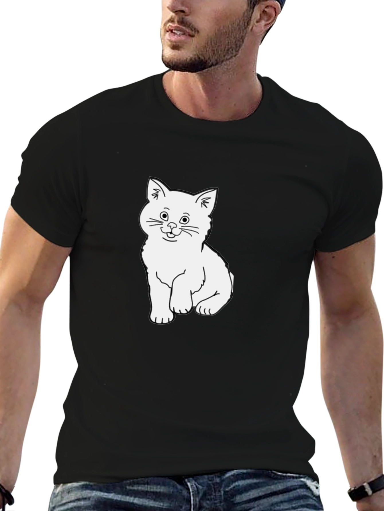 Cute Kitten Graphic Black T-Shirt