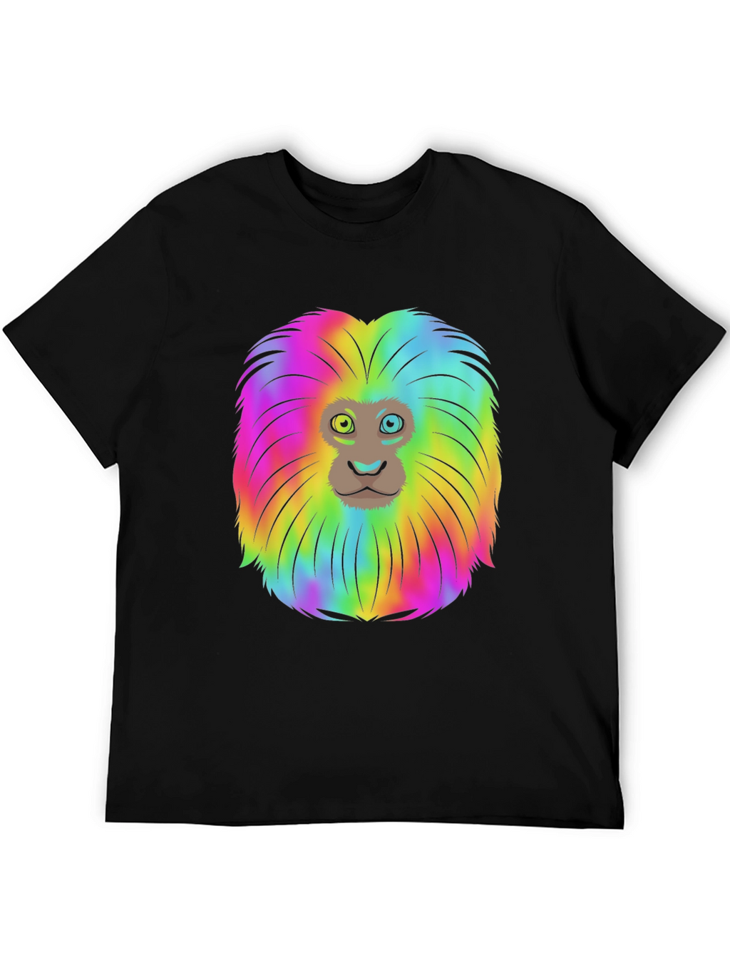 Rainbow Lion Mane Black T-Shirt