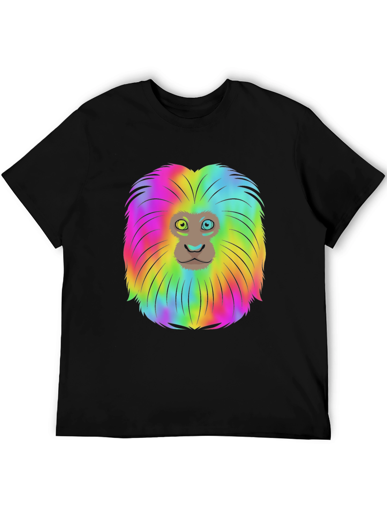 Rainbow Lion Mane Black T-Shirt