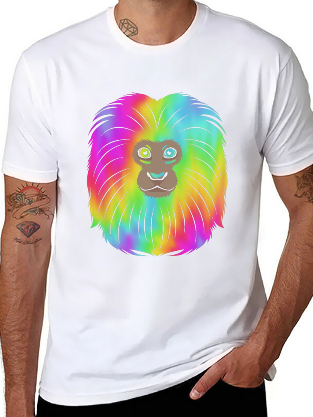 Rainbow Lion Mane Black T-Shirt