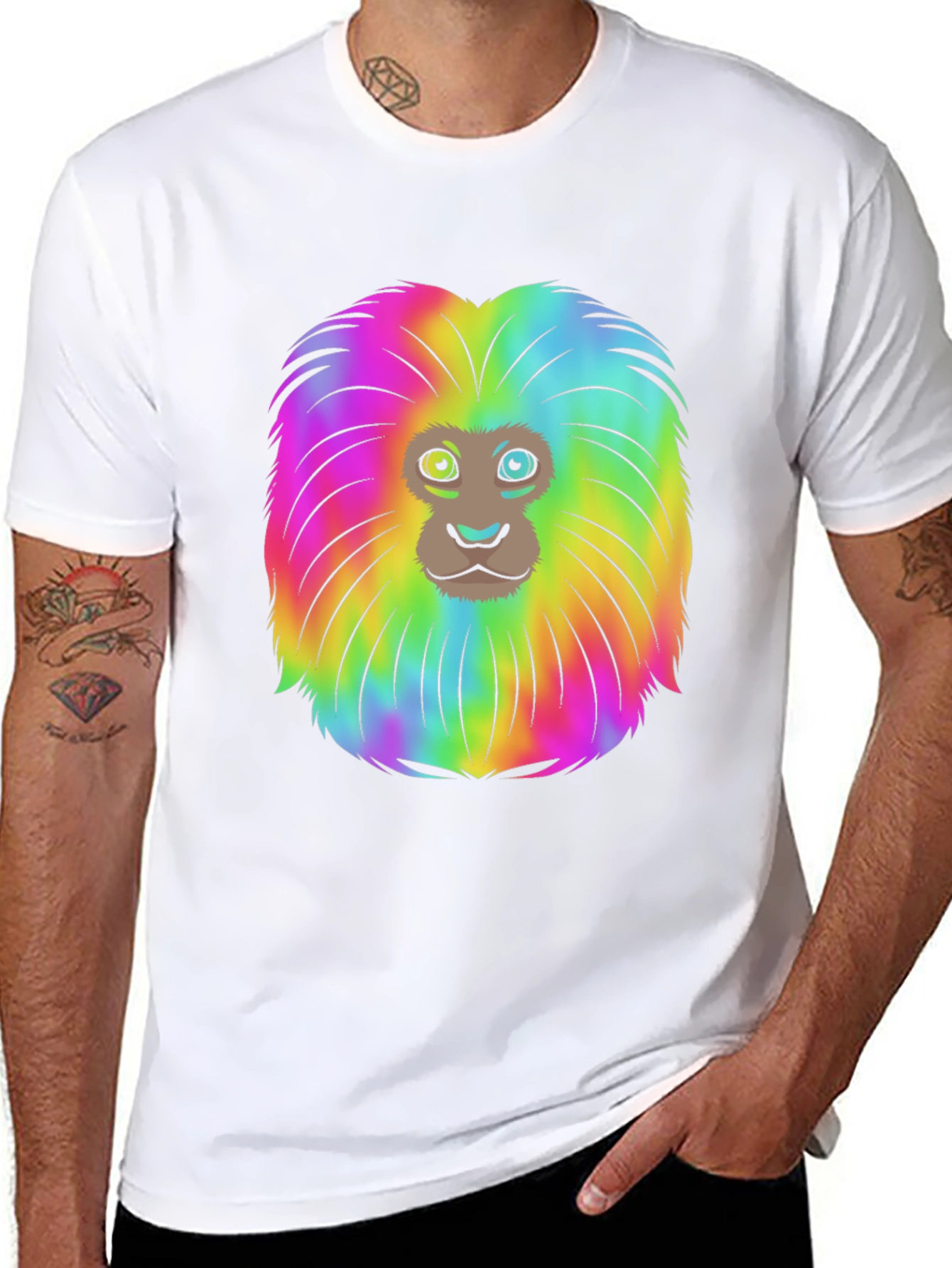 Rainbow Lion Mane Black T-Shirt