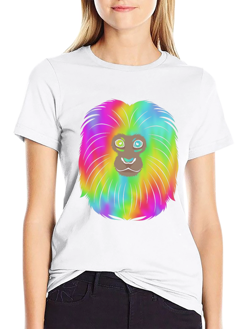 Rainbow Lion Mane Black T-Shirt