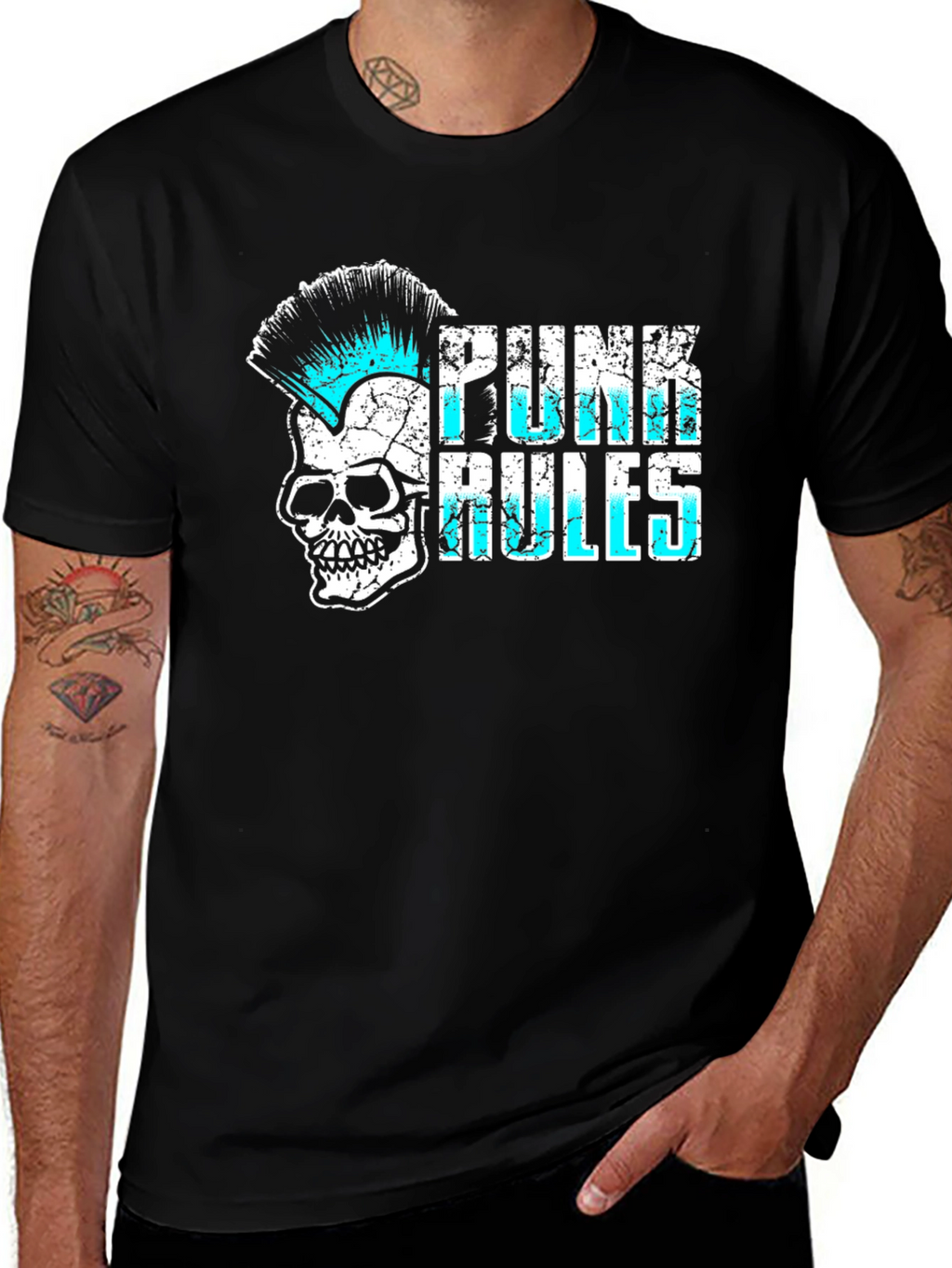 Punk Rules Skull Graphic T-Shirt