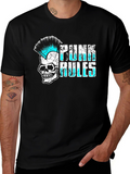 Punk Rules Skull Graphic T-Shirt
