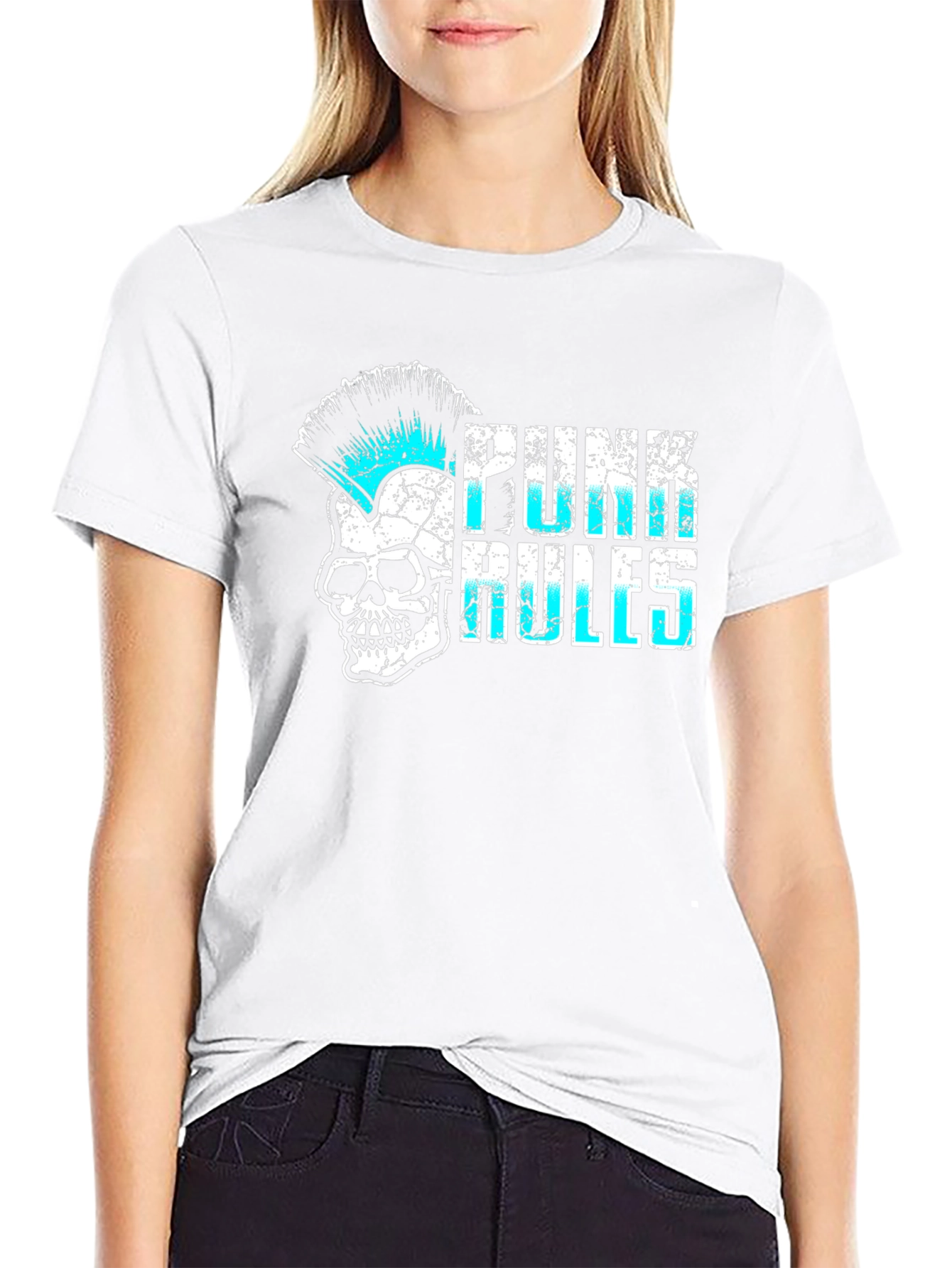 Punk Rules Skull Graphic T-Shirt