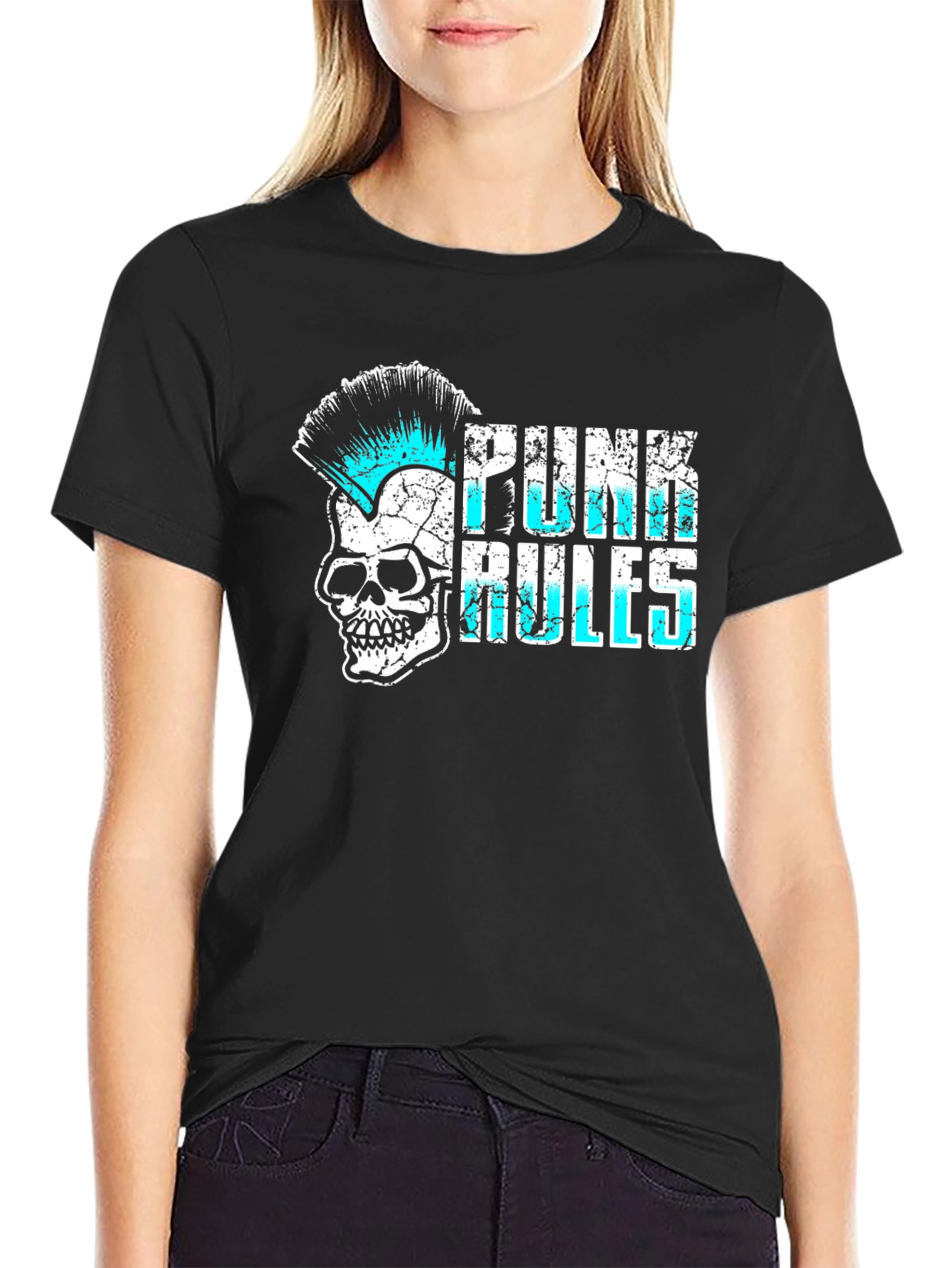 Punk Rules Skull Graphic T-Shirt