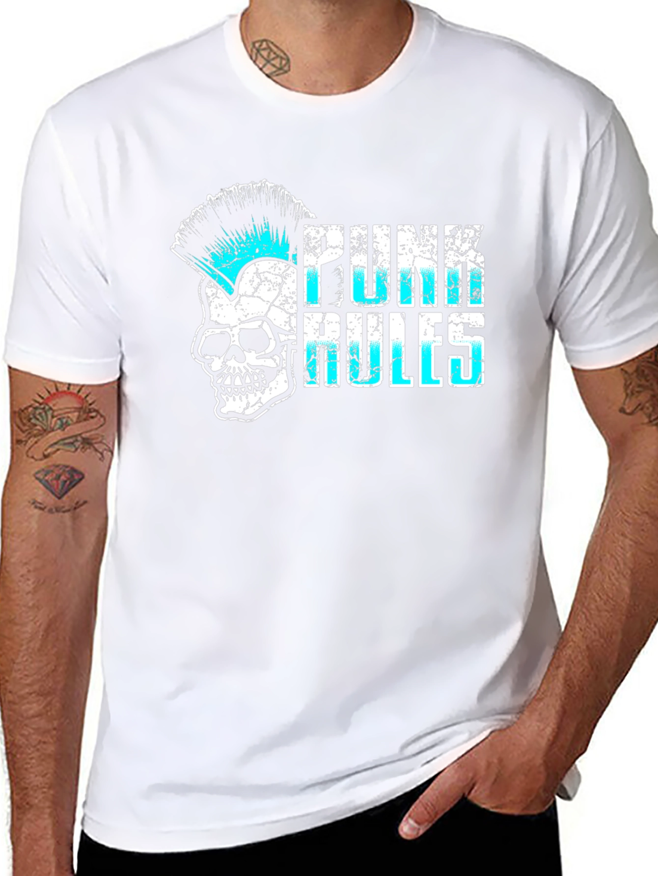 Punk Rules Skull Graphic T-Shirt