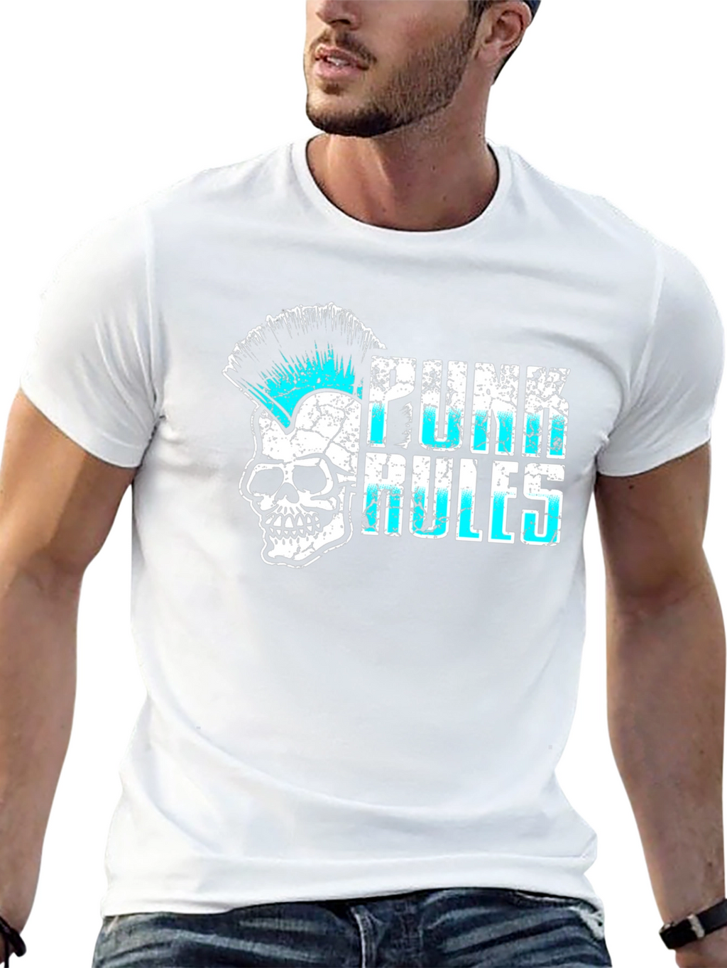 Punk Rules Skull Graphic T-Shirt
