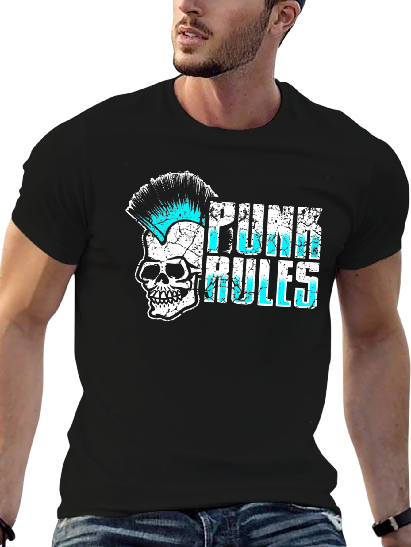 Punk Rules Skull Graphic T-Shirt